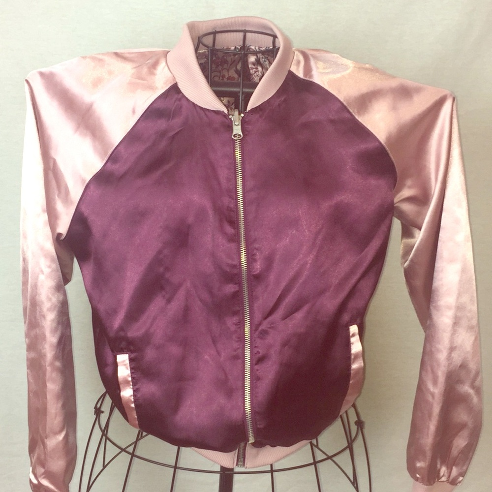 JR’s 2 tone satin reversible flowered print jacket